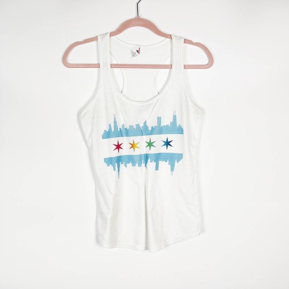 Chicago Pride racerback tank top lgbtq rainbow flag Size Small - Picture 1 of 3
